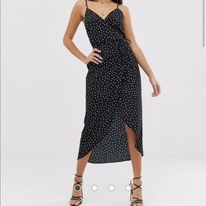 ASOS navy polka dot midi wrap